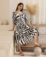 Iris Maxi Dell Midi Dress with Pockets V Neck - Cruella - Style House Fashion