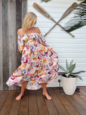 Jaase Tulli Midi Dress with Shirred Bodice Pockets Puff Sleeve - Sweet Lilly - Style House Fashion Jaase Jaase Jaase