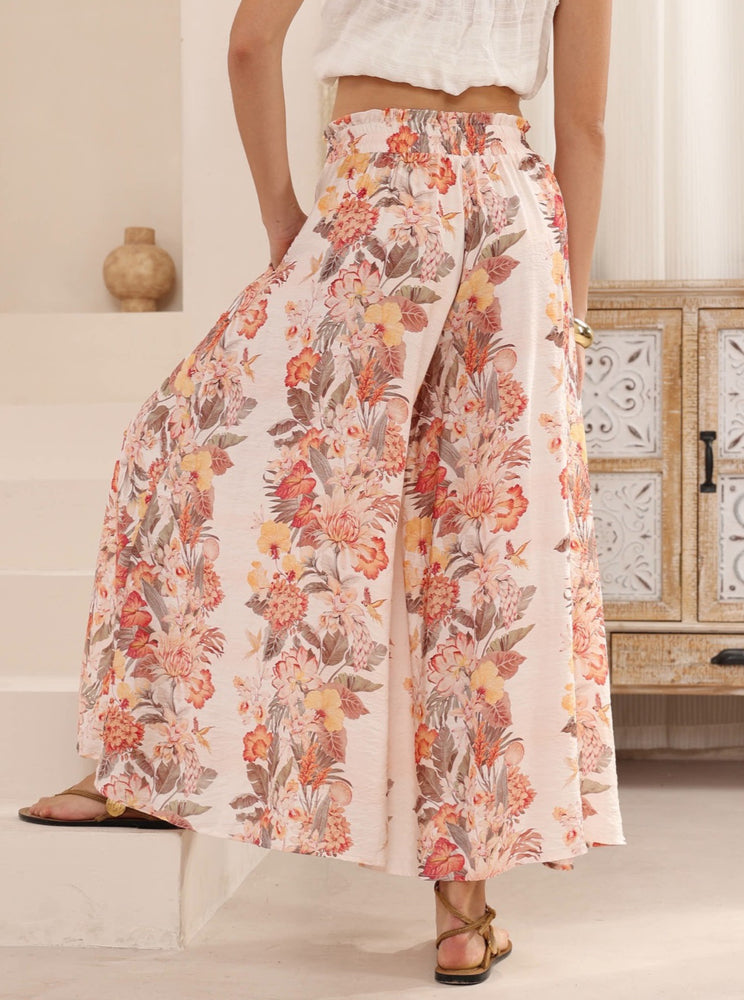 Iris Maxi Palazzo Pants Drawstring Waist Wide Leg - Luxe Blooms