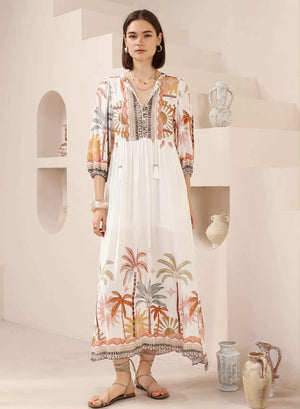 Iris Maxi Dee Maxi Dress with Pockets V Neck - Alaia
