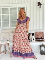 Jaase Ema Maxi Dress with Frilled V Neck Tie Back Full Skirt - Bohemia - Style House Fashion Jaase Jaase Jaase