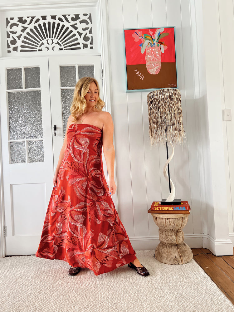 Jaase Kingsley Maxi Dress with Strapless Bodice A-line - Hibiscus