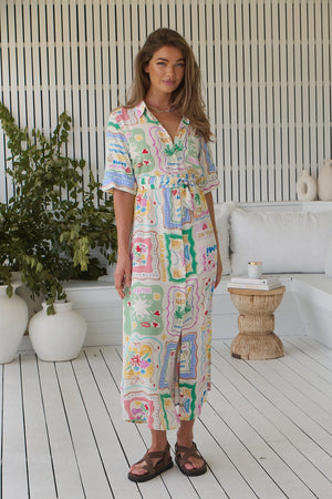 Jaase Pepper Midi Shirt Dress with Collar Buttons - La Mer - Style House Fashion Jaase