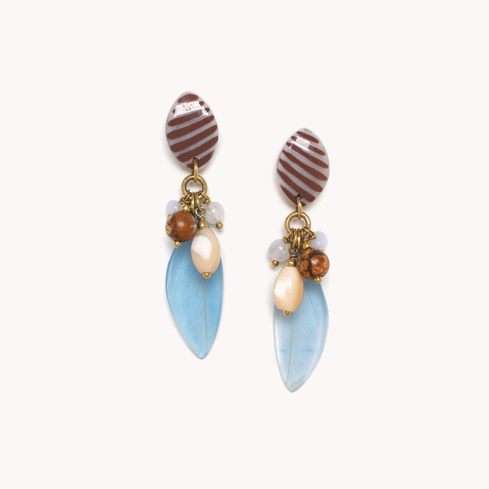 Nature Bijoux Euphoria Blue Chalcedony Shell Post Earrings