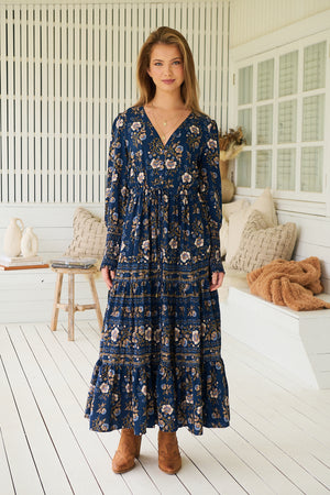Jaase Stephanie Maxi Dress Long Billowy Shirred Sleeve - Adeline - Style House Fashion Jaase