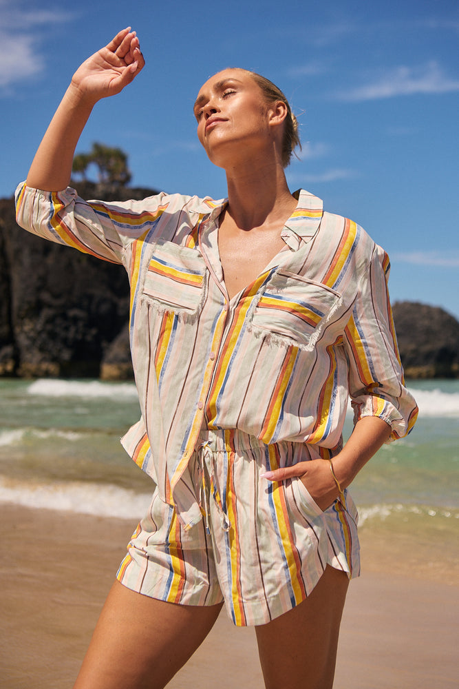 Jaase Charlie Shorts with Drawstring Pockets Side Split - Coloured Sands - Style House Fashion Jaase Jaase Jaase Jaase Jaase Jaase Jaase