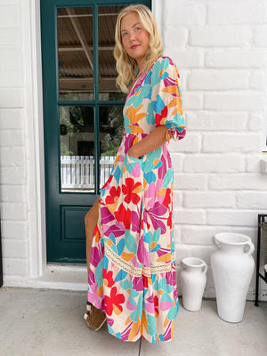 Jaase Molli Maxi Dress with Half Sleeve V Neck Pockets - Ohana