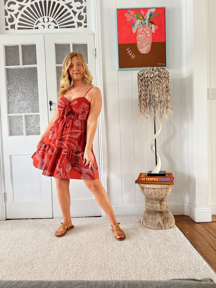 Jaase Bambi Mini Dress with Adjustable Strap Shirred Back - Hibiscus