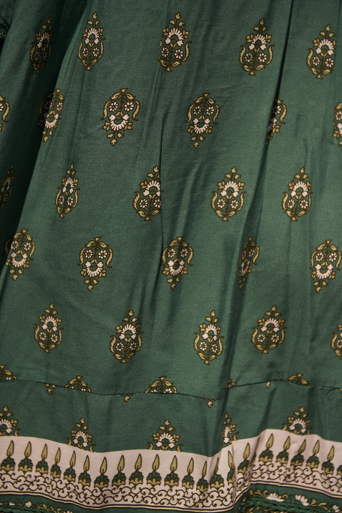 Jaase Adela Dress with Buttoned Bodice V-Neck Pockets - Viridian