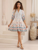 Iris Maxi Emma Mini Dress with V-Neck Buttons Pockets - Josephine