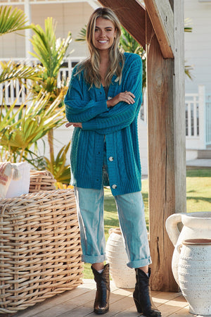 Jaase Azure Knit Cardigan - Teal - Style House Fashion Jaase