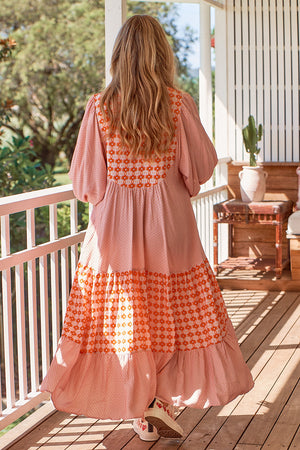 Jaase Ria Midi Dress with Pockets V Neck Buttoned Through - Winny