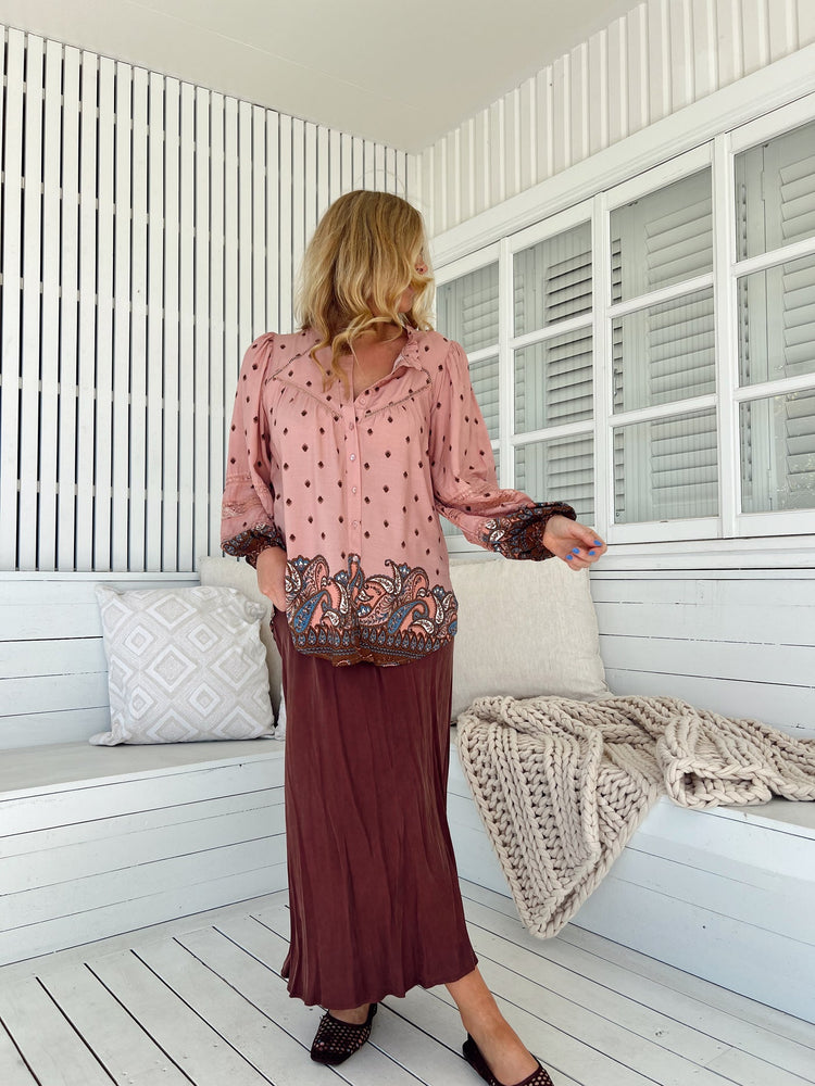 Jaase Eliza Blouse with V-Neck Lace Buttons Balloon Sleeve - Seraphina - Style House Fashion Jaase Jaase