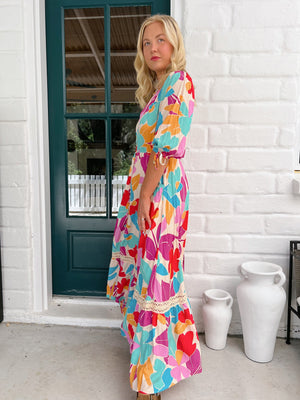 Jaase Molli Maxi Dress with Half Sleeve V Neck Pockets - Ohana