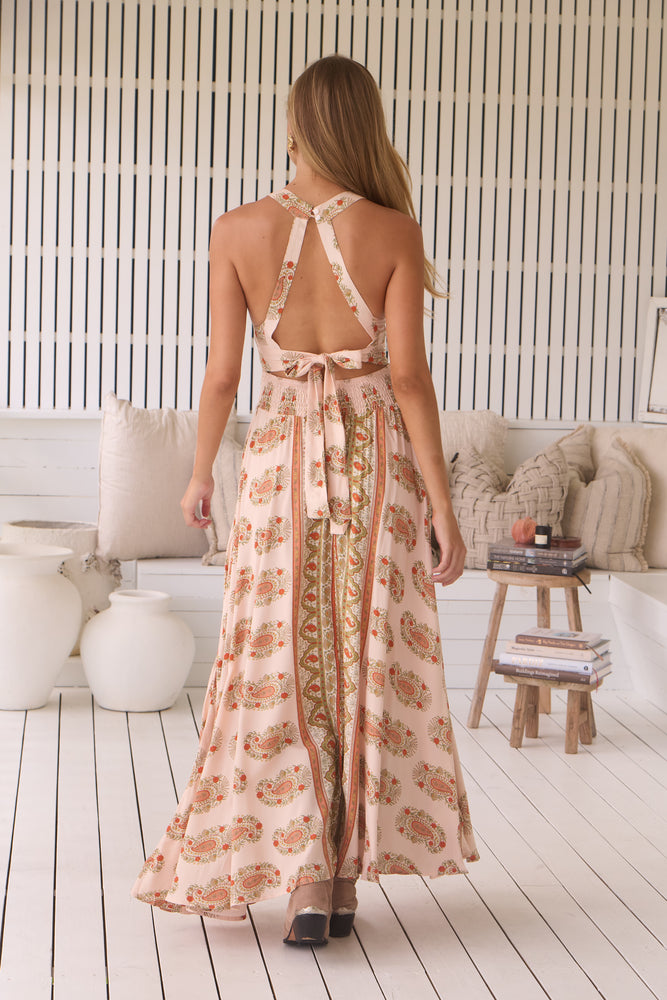 Jaase Endless Summer Maxi Dress with Halter Neck Tie Back Full Skirt - Heirloom - Style House Fashion Jaase Jaase