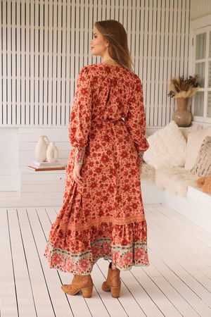 Jaase Arlo Maxi Dress with Pockets V-Neck Buttons Bodice Drawstring Waist - Lillianna - Style House Fashion Jaase