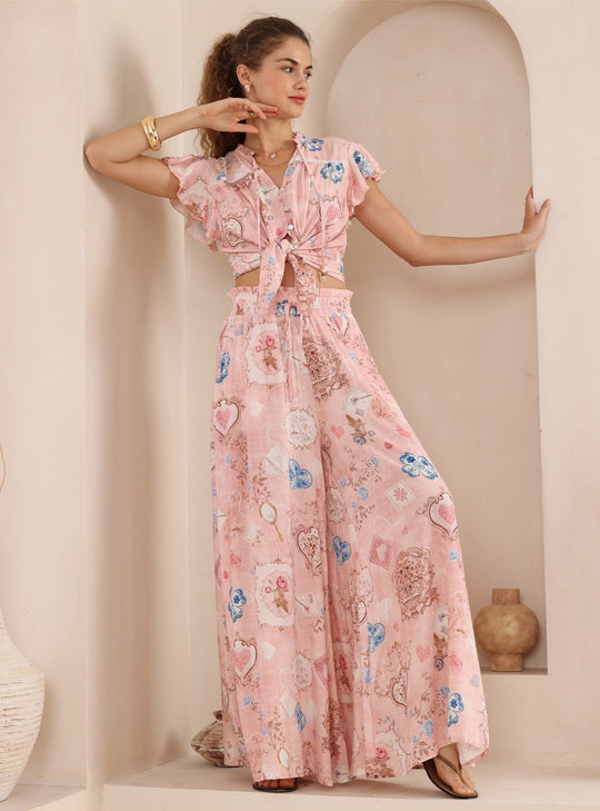 Iris Maxi Palazzo Pants with Drawstring Waist Wide Leg - Lorraine