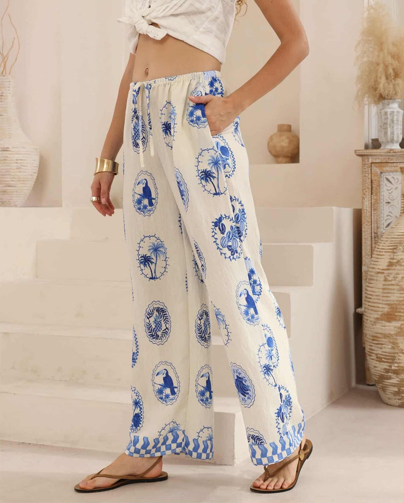 Iris Maxi Dream Pants with Drawstring Waist Straight Leg - Luciana