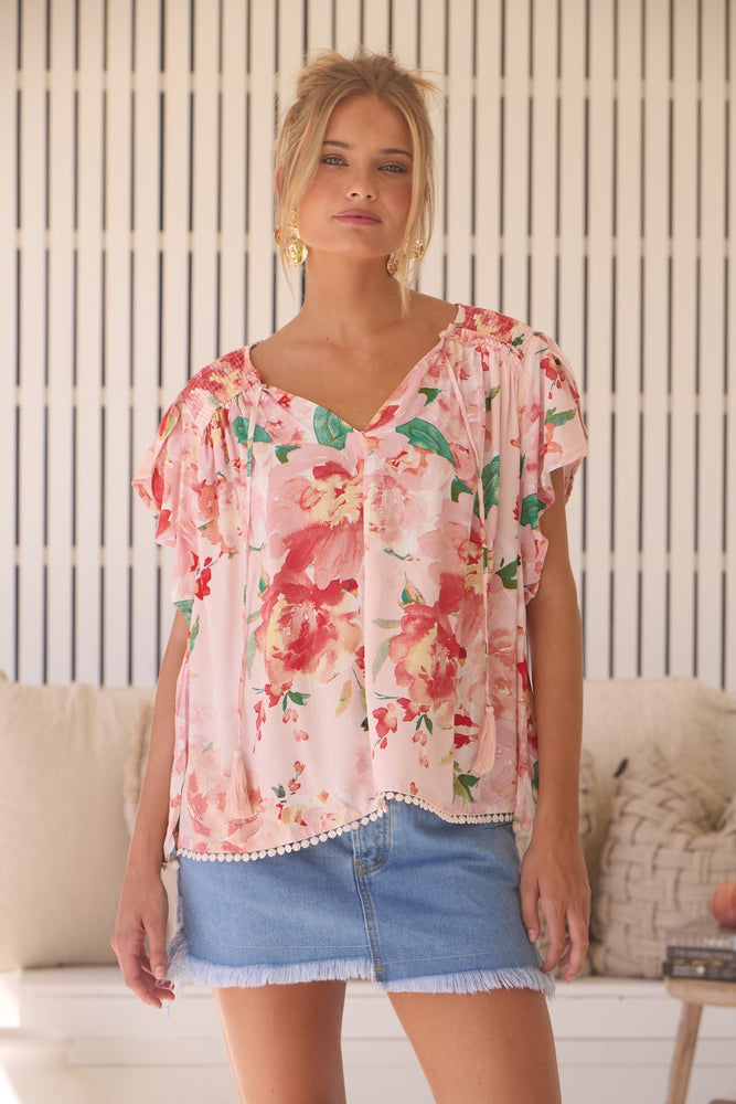 Jaase Fisico Top Blouse with V Neck Short Sleeve - Alessia - Style House Fashion Jaase Jaase Jaase Jaase