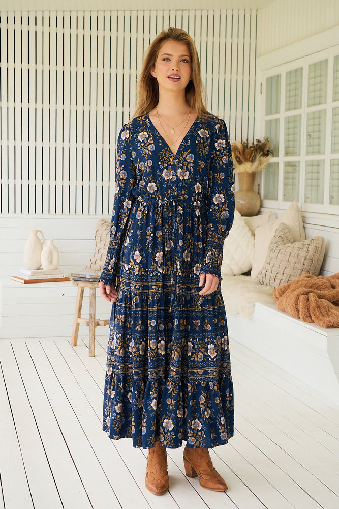 Jaase Stephanie Maxi Dress Long Billowy Shirred Sleeve - Adeline - Style House Fashion Jaase