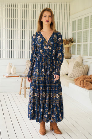 Jaase Stephanie Maxi Dress Long Billowy Shirred Sleeve - Adeline - Style House Fashion Jaase