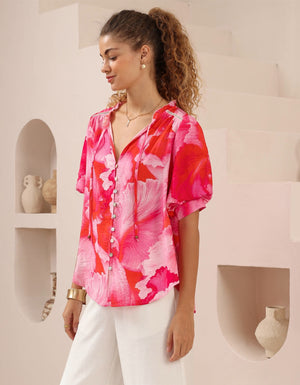 Iris Maxi Kelsie Bohemian Blouse V Neck Buttoned - Jovie