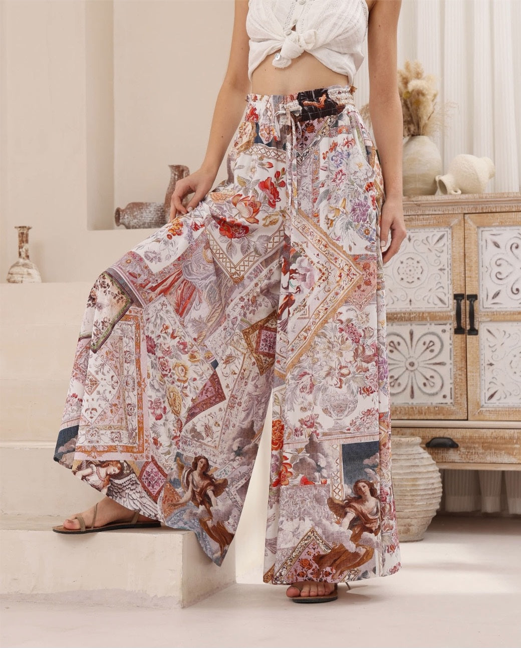 Iris Maxi Palazzo Pants Drawstring Waist Wide Leg - Elizabeth - Style House Fashion