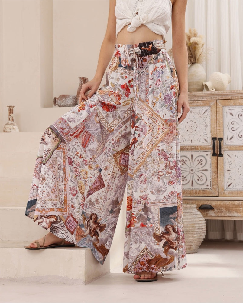 Iris Maxi Palazzo Pants Drawstring Waist Wide Leg - Elizabeth