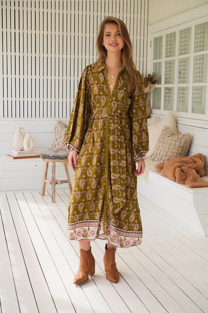 Jaase Whitney Shirt Maxi Dress with Collar Buttoned Front Lace Detail - Amalie - Style House Fashion Jaase Jaase Jaase