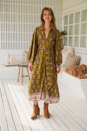 Jaase Whitney Shirt Maxi Dress with Collar Buttoned Front Lace Detail - Amalie - Style House Fashion Jaase Jaase Jaase