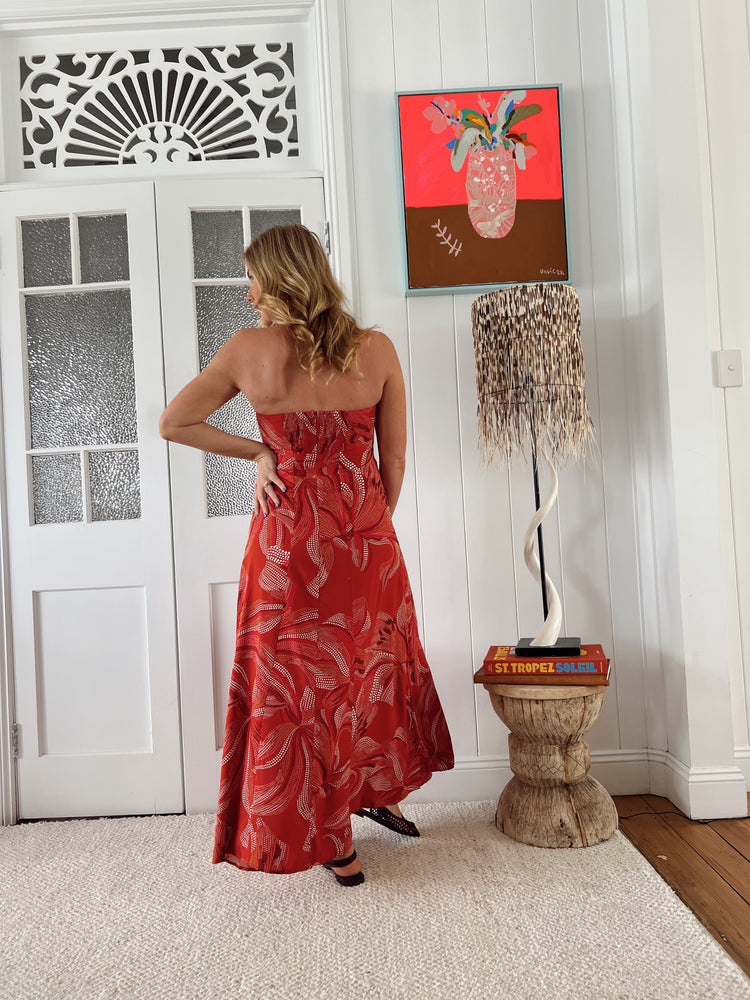 Jaase Kingsley Maxi Dress with Strapless Bodice A-line - Hibiscus