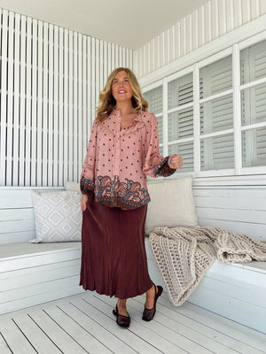 Jaase Eliza Blouse with V-Neck Lace Buttons Balloon Sleeve - Seraphina - Style House Fashion Jaase Jaase