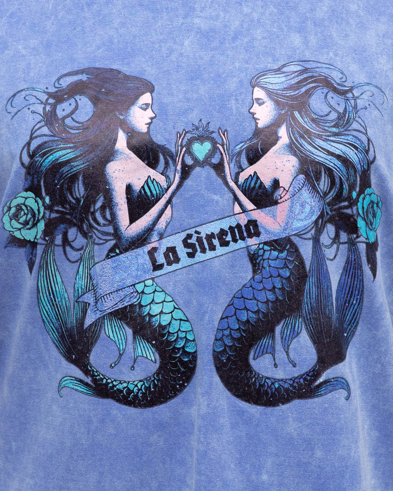 Paper Heart Mermaid Slightly Oversized Vintage T-Shirt - Blue - Style House Fashion Paper Heart