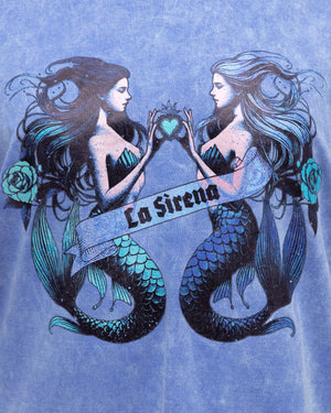 Paper Heart Mermaid Slightly Oversized Vintage T-Shirt - Blue - Style House Fashion Paper Heart