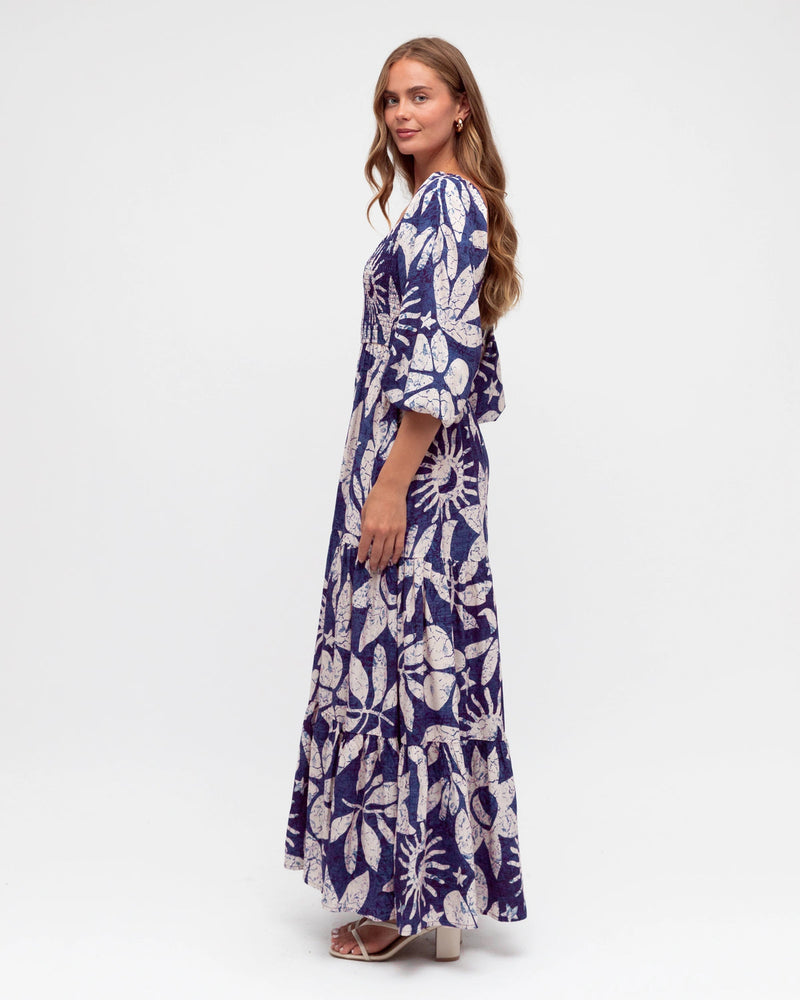 Label Of Love Moonshadow Maxi Dress With Shirred Bodice Puff Sleeve - Style House Fashion Label Of Love