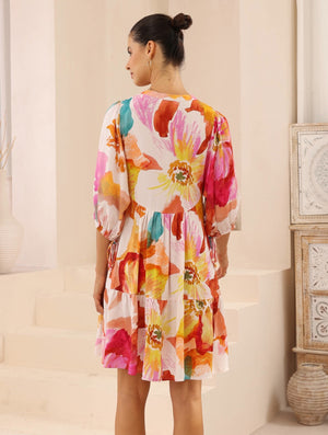 Iris Maxi Emma Mini Dress with V Neck Buttons Pockets - Sophia - Style House Fashion