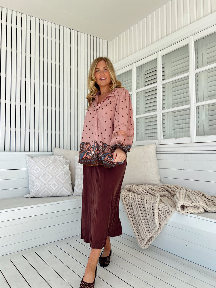 Jaase Eliza Blouse with V-Neck Lace Buttons Balloon Sleeve - Seraphina - Style House Fashion Jaase Jaase