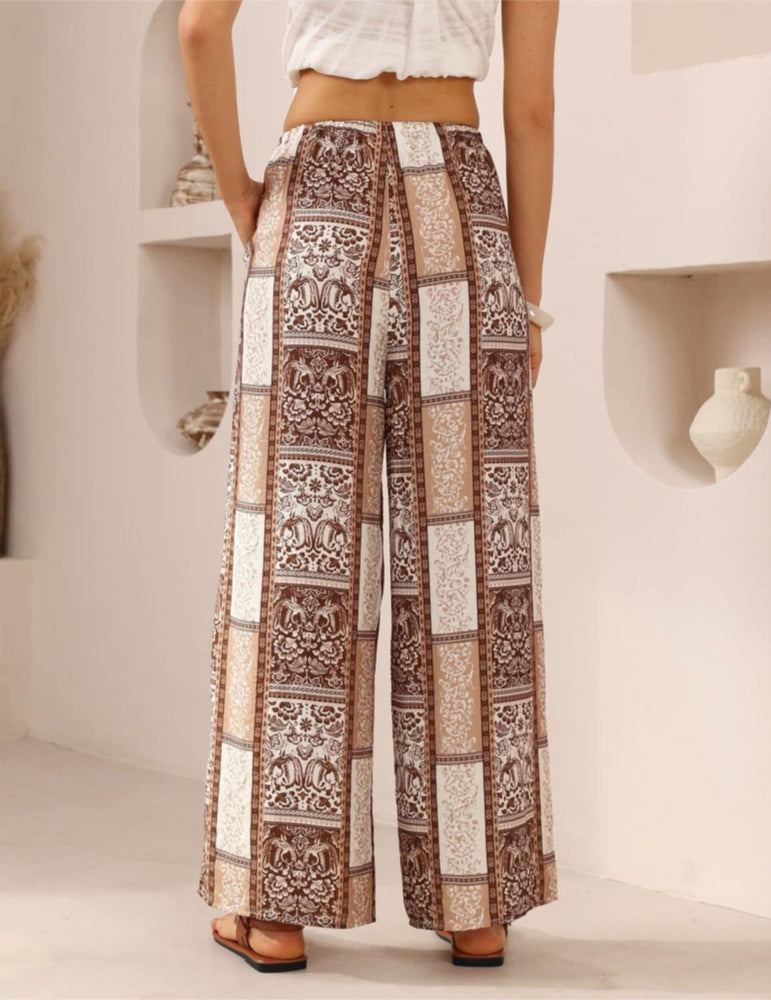 Iris Maxi Dream Pants with Drawstring Waist Straight Leg - Chocolate Marquise