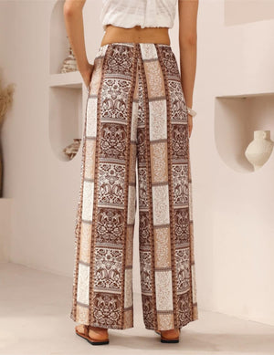 Iris Maxi Dream Pants with Drawstring Waist Straight Leg - Chocolate Marquise