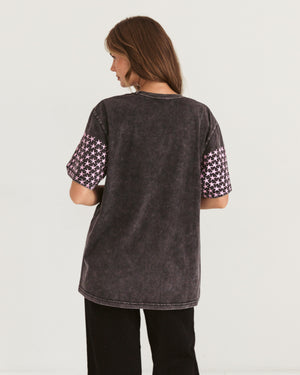 Paper Heart Wild West  Slightly Oversized Vintage T-Shirt - Black Stone Wash