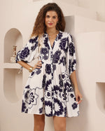 Iris Maxi Emma Mini Dress with V-Neck Buttons Pockets - Julietta