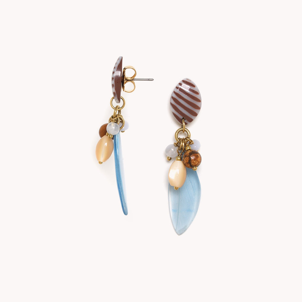 Nature Bijoux Euphoria Blue Chalcedony Shell Post Earrings