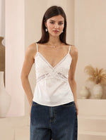 Iris Maxi Mika Camisole Singlet with V Neck Adjustable Straps - White