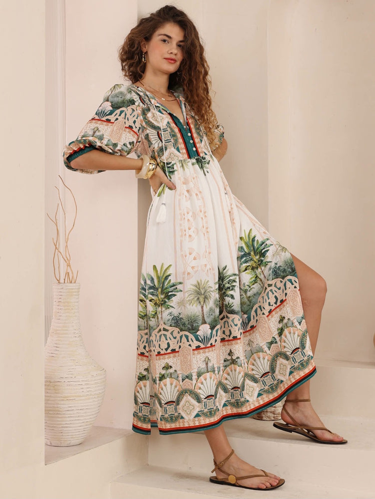 Iris Maxi Dee Maxi Dress with Pockets V Neck - Jungle