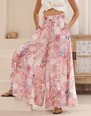 Iris Maxi Palazzo Pants with Drawstring Waist Wide Leg - Hallie