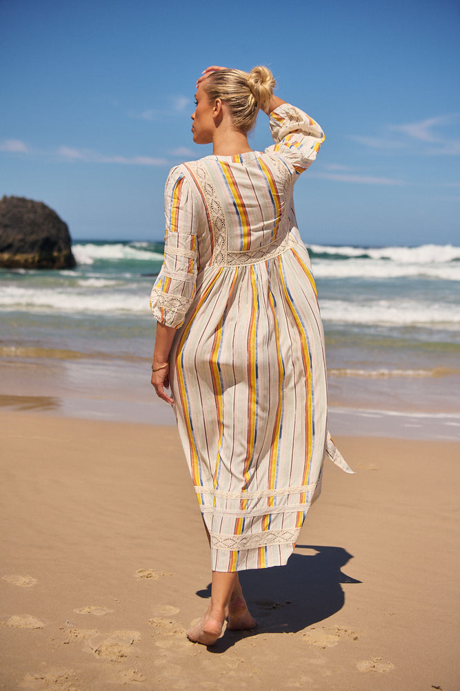 Jaase Meadow Maxi Dress with V Neck Button Bodice - Coloured Sands - Style House Fashion Jaase Jaase Jaase Jaase Jaase Jaase Jaase Jaase