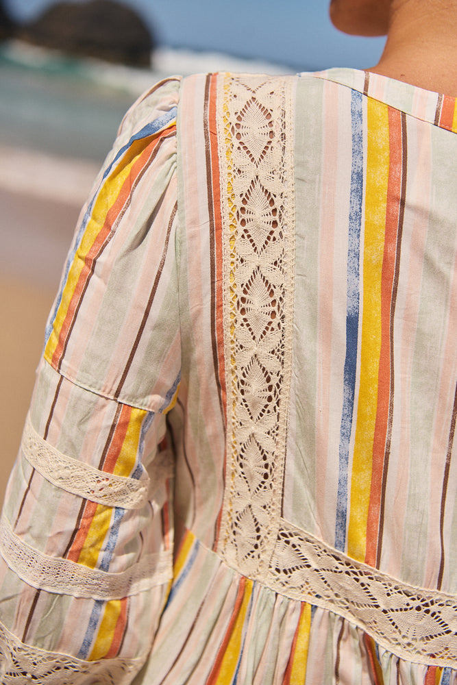 Jaase Meadow Maxi Dress with V Neck Button Bodice - Coloured Sands - Style House Fashion Jaase Jaase Jaase Jaase Jaase Jaase Jaase Jaase