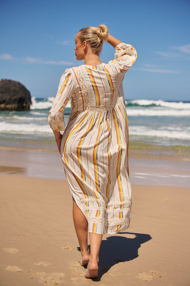 Jaase Meadow Maxi Dress with V Neck Button Bodice - Coloured Sands - Style House Fashion Jaase Jaase Jaase Jaase Jaase Jaase Jaase Jaase