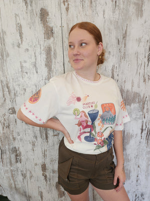 Label Of Love Martini Club Oversized Vintage T-Shirt
