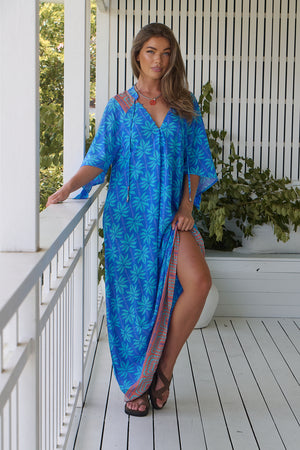 Jaase Bree Maxi Dress with V Neck Button Bodice Hankerchief Sleeve - Take Me On Vacay - Style House Fashion